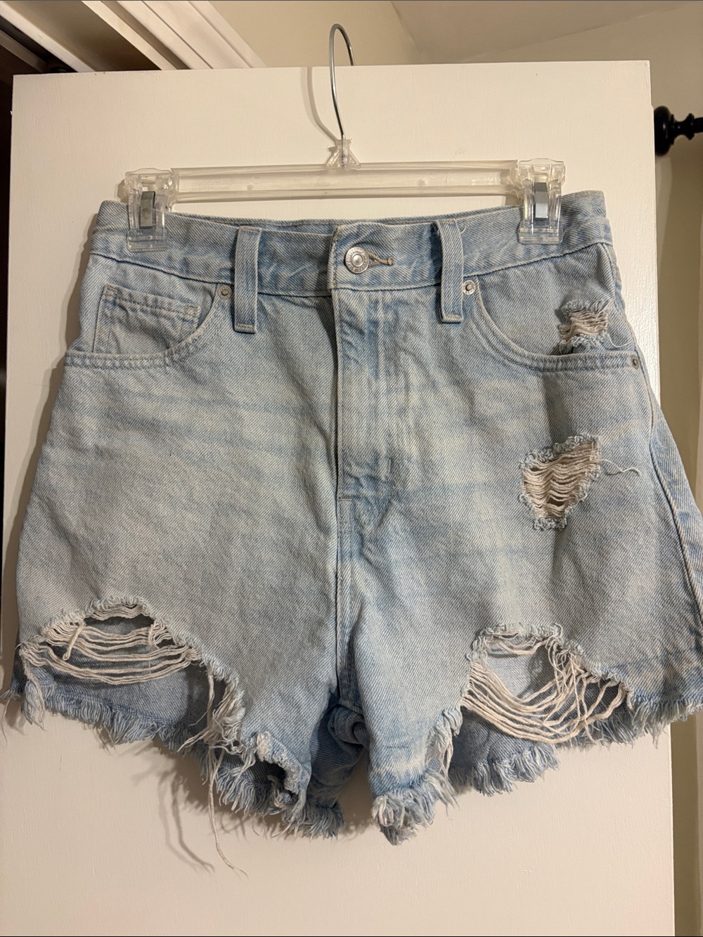 Levi's Light Blue Distressed Denim Shorts